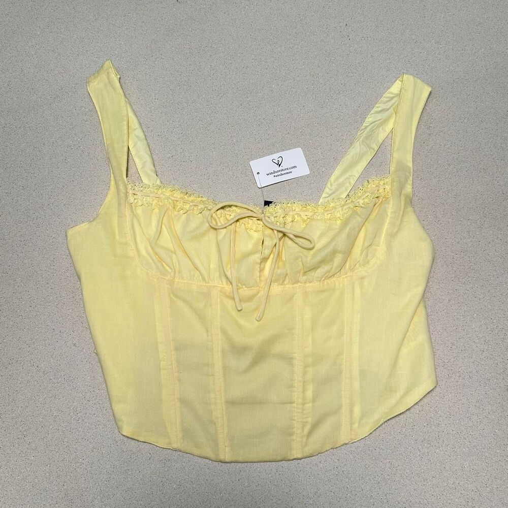 Butter yellow lace tank top